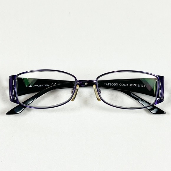 La Matta Rapsody Women Eyeglass Frame Tortoise Purple Metal Cutout 52-16-135 - Picture 2 of 16